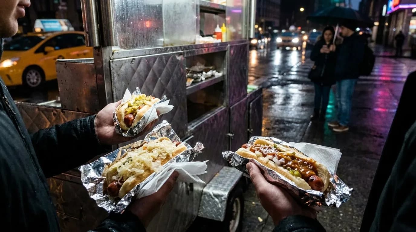 Editorial NYC detail for Where NYC Locals Find Regional Hot Dogs After Midnight