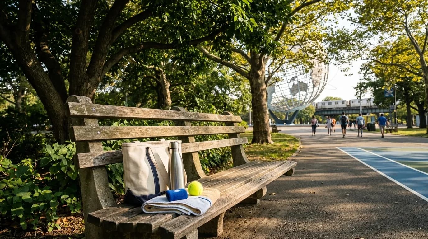 Photorealistic New York scene for Where to Find Quiet Breaks During Busy US Open Days.
