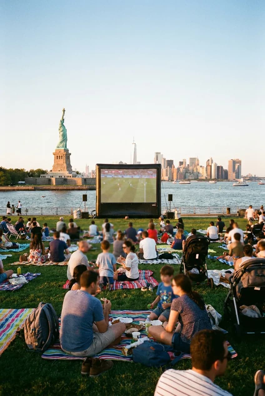 Family-friendly public soccer screening in NYC