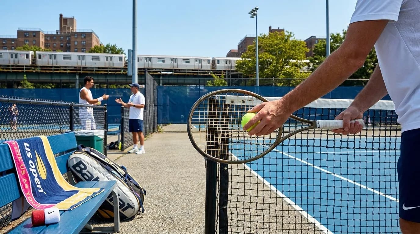 Bright editorial scene supporting Why Drop Shots Work Differently on US Open Hard Courts.