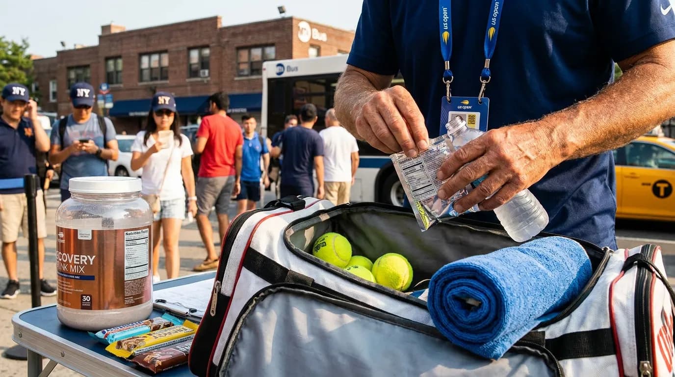 Photorealistic tennis scene illustrating Why Five-Set Fitness Changes Men’s US Open Matches.