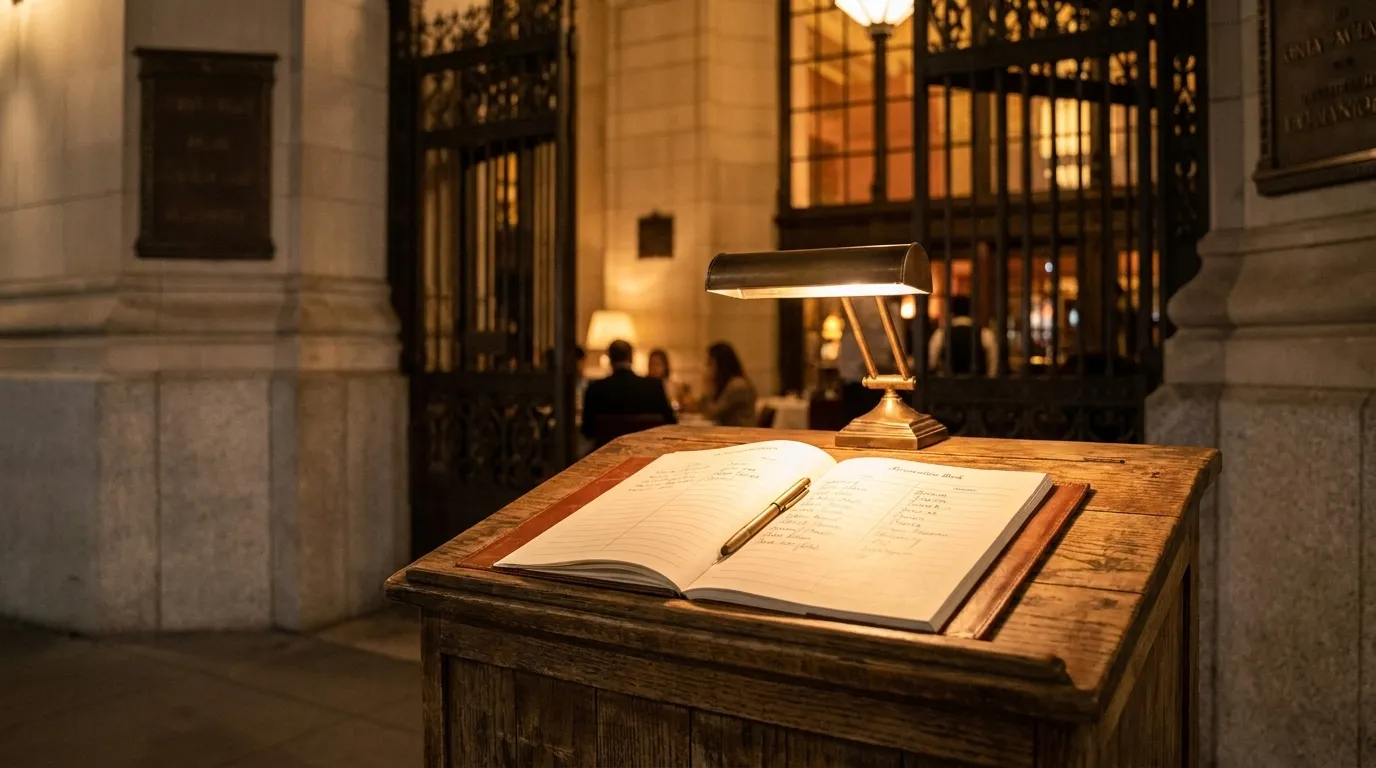 Exterior of a neighborhood restaurant in Brooklyn with lit windows at night