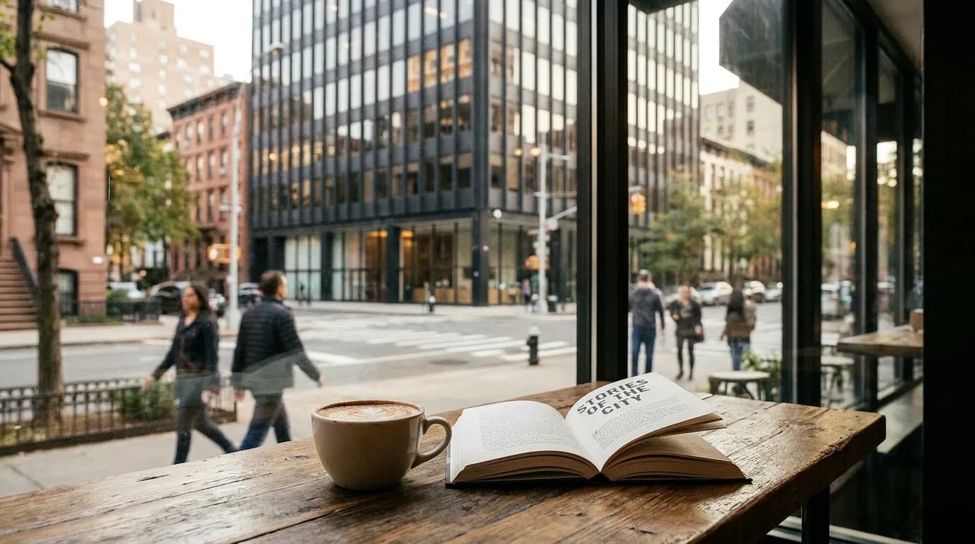 Broadway storefronts and cafes on the Upper West Side during afternoon