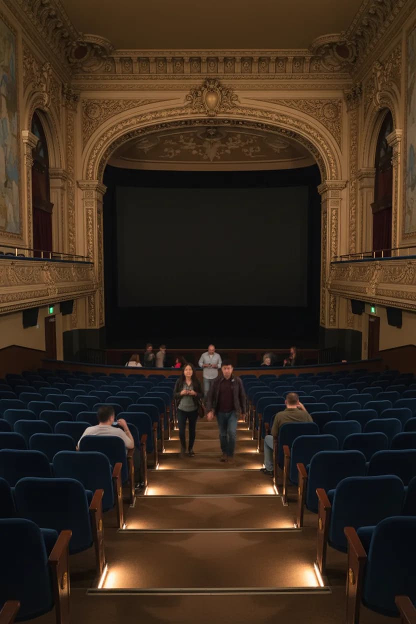 Independent NYC cinema auditorium before a screening