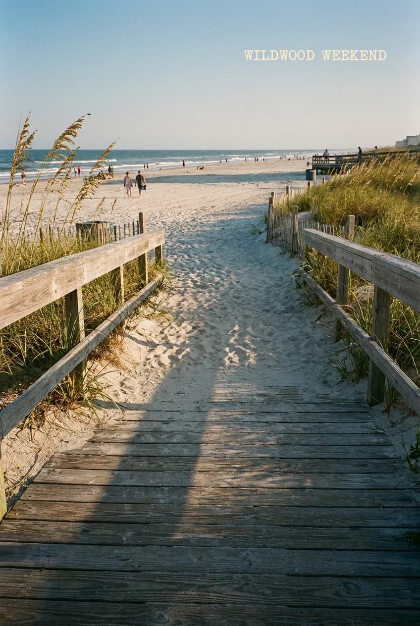 Wildwood, New Jersey beach and boardwalk scene for a NYC weekend getaway
