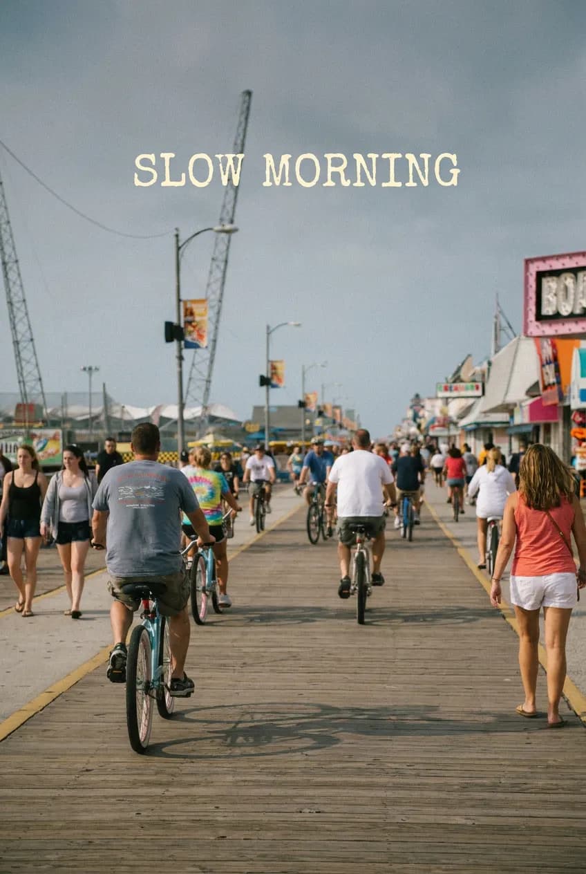 A Wildwood beach and boardwalk route image inspired by official beach information photos