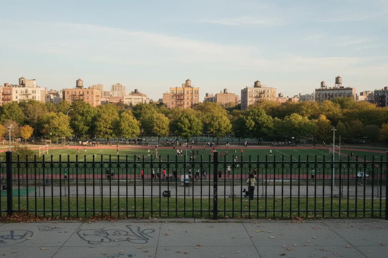 Cover scene for Williamsbridge Oval Track Morning for Bronx Walkers Testing a Routine