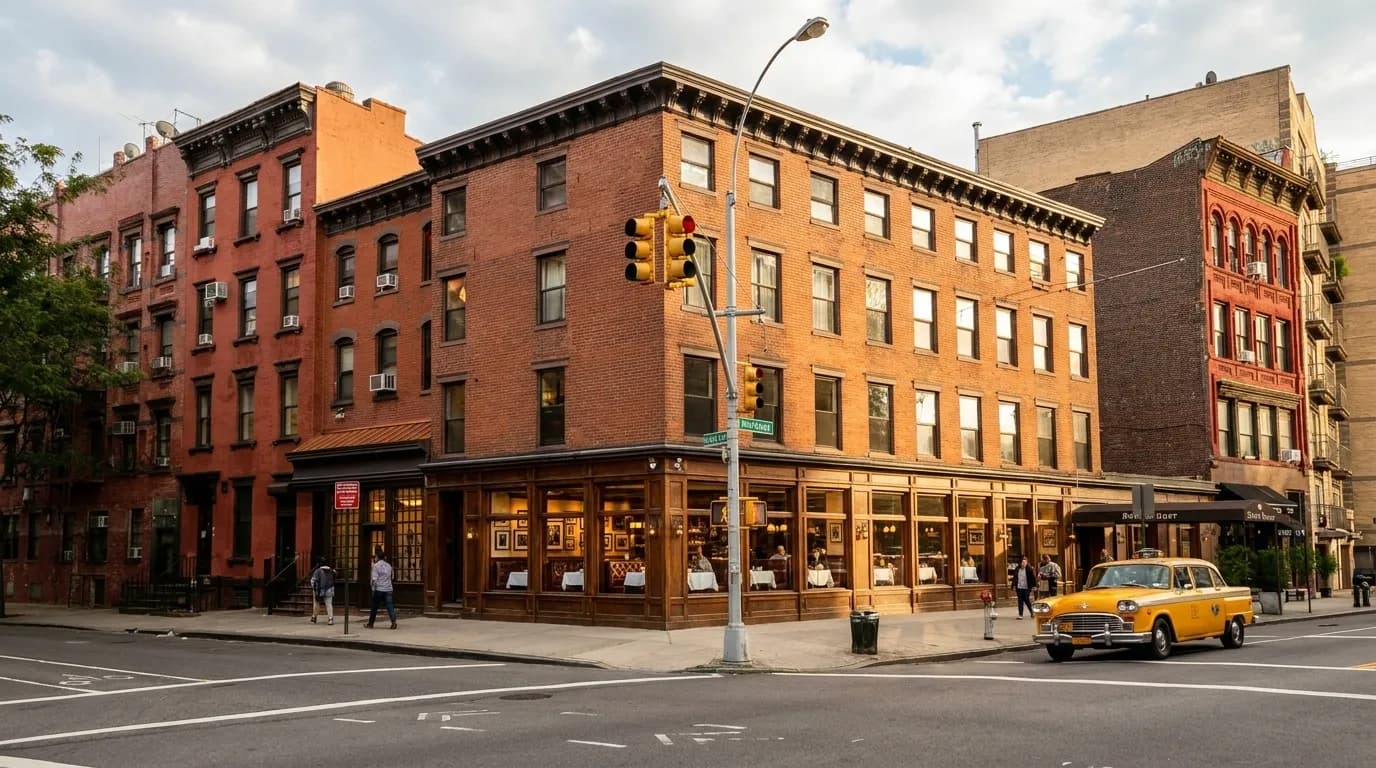 Classic steakhouse interior at Peter Luger in Williamsburg