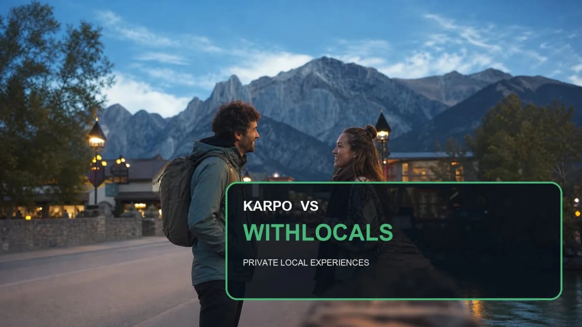 Karpo versus Withlocals in a photorealistic editorial city comparison.
