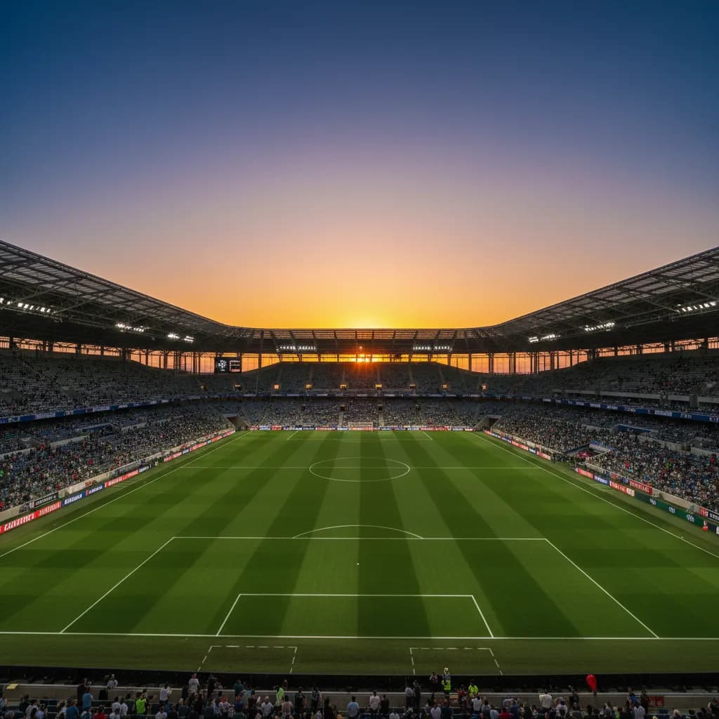 A young player performs a skill move under dramatic stadium lights