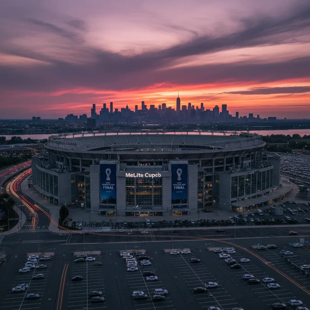 MetLife Stadium at dusk ahead of the World Cup Final