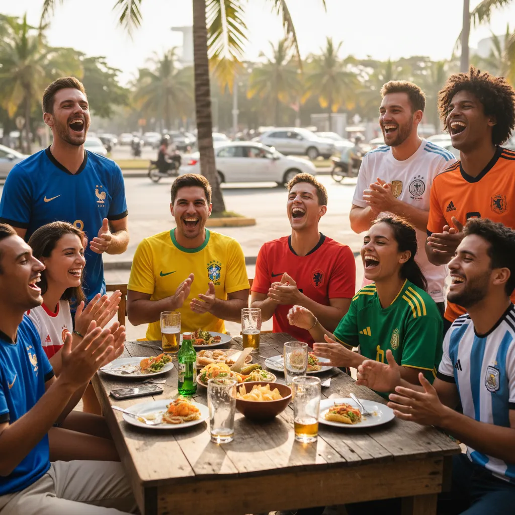 A fan-decorated car on an open American highway during World Cup 2026