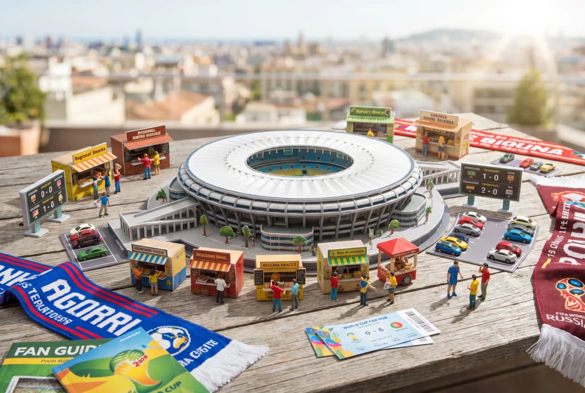 Bright World Cup match-day scene in North America.