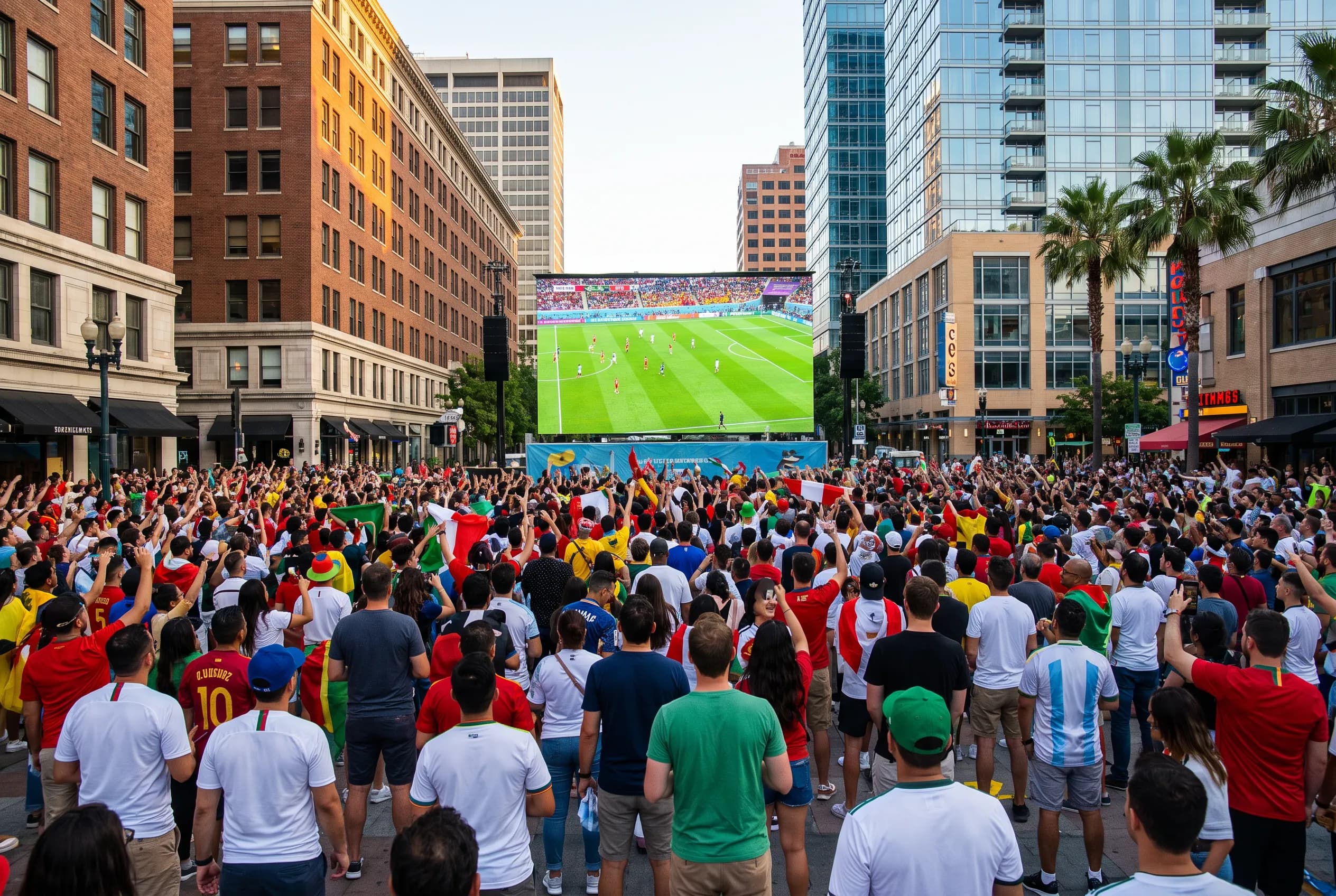 Bright World Cup match-day scene in United States · Canada · Mexico.