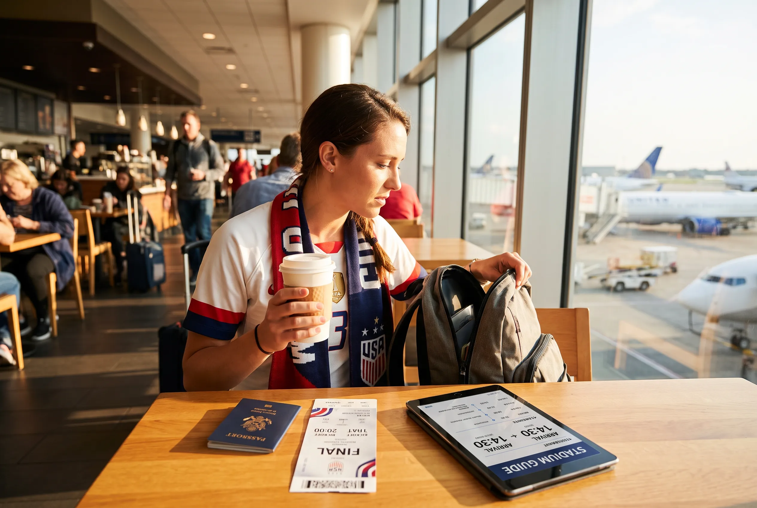 A bright practical scene for world cup final flights kickoff times and arrival guide.