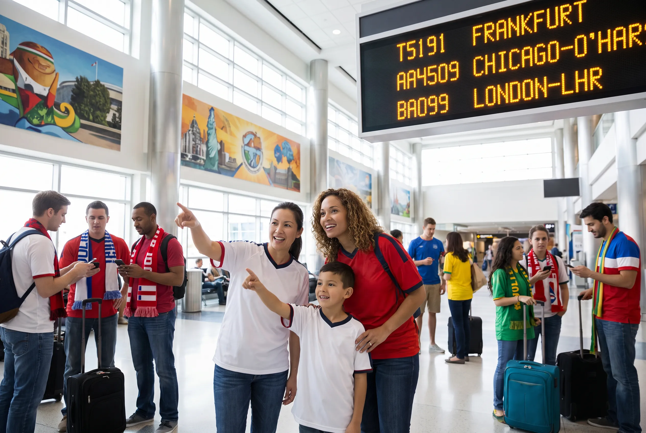 World Cup supporters navigating New York · New Jersey during match day.