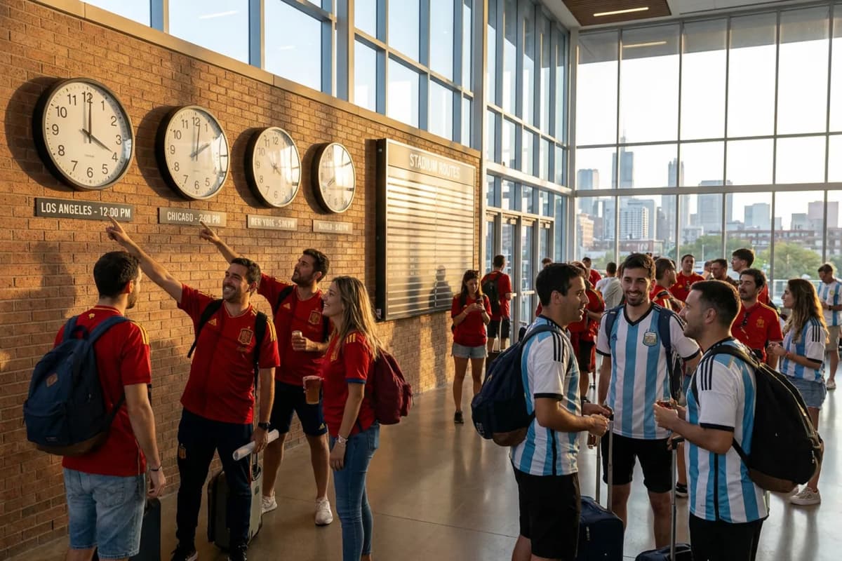 Bright World Cup match-day scene in East Rutherford · New York City · North America.
