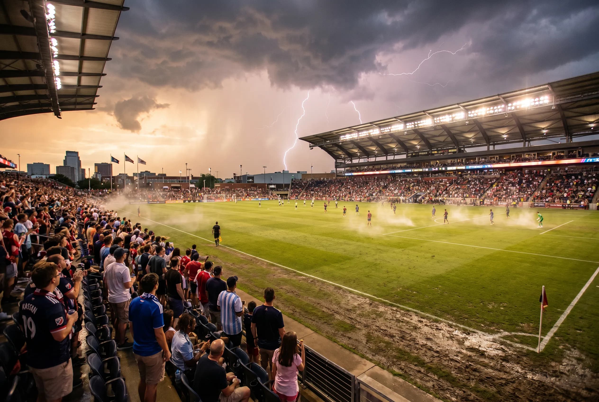 Bright World Cup match-day scene in North America.