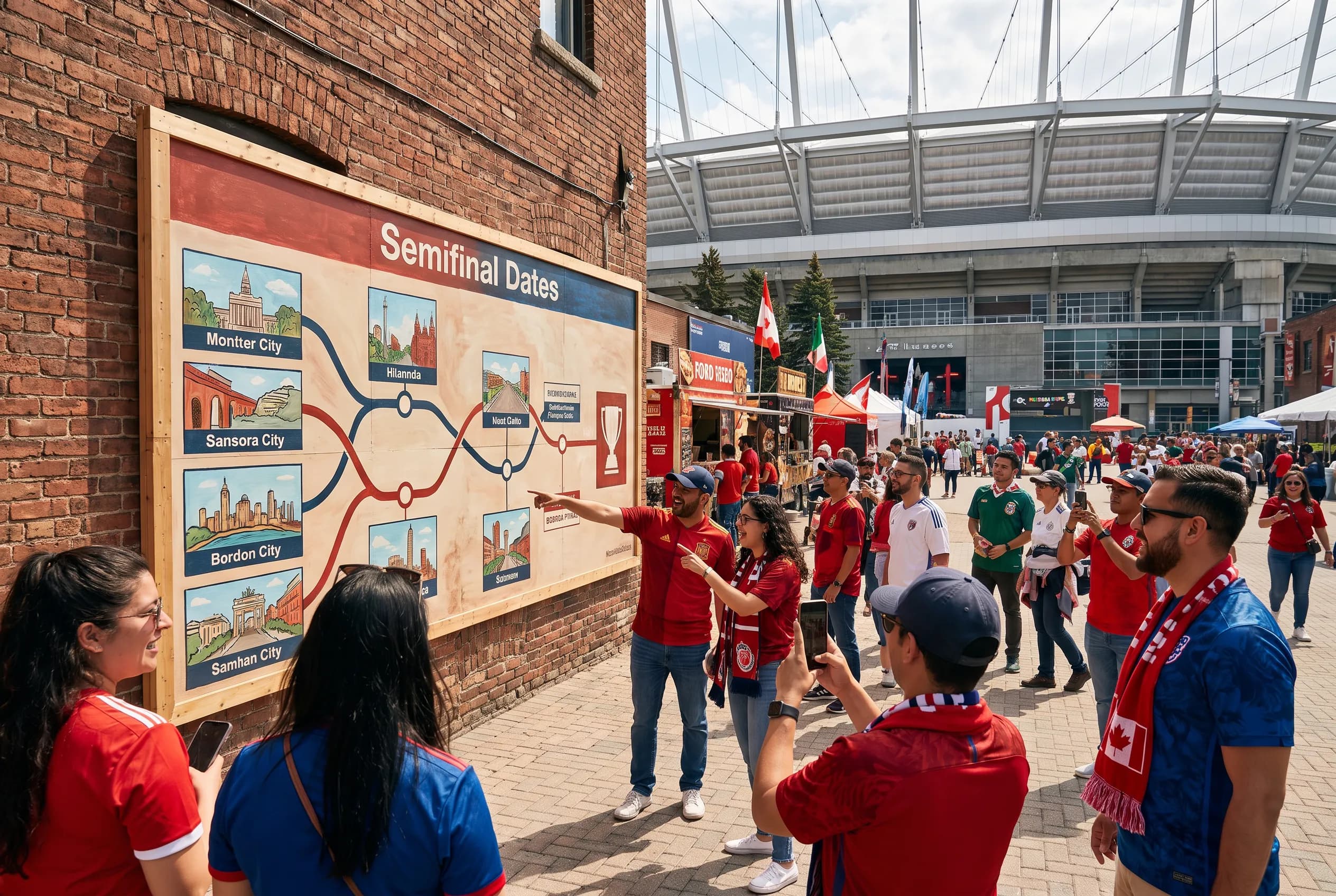 World Cup supporters navigating Dallas · Atlanta · New York during match day.