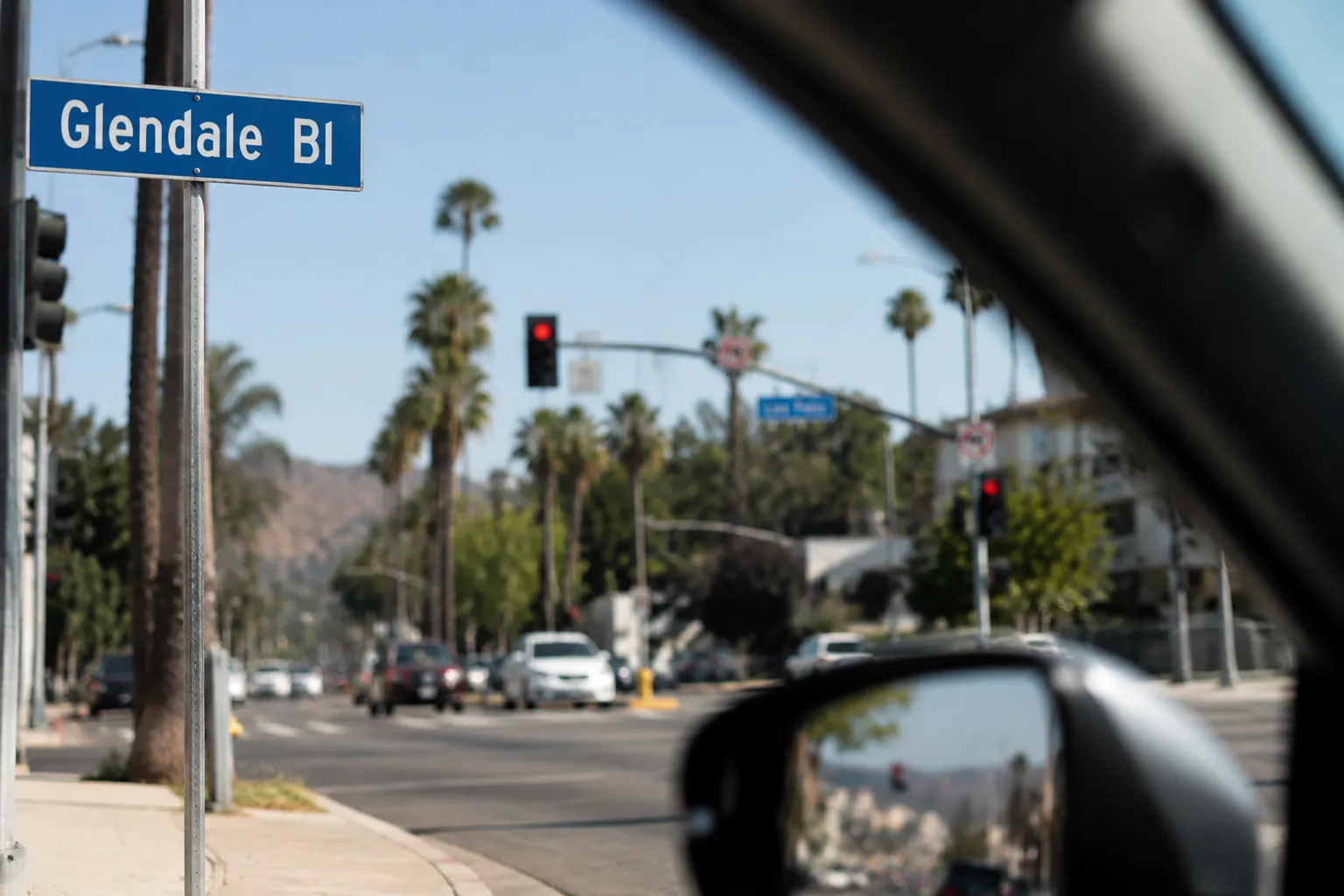 Glendale Boulevard street sign at the Los Feliz intersection in Los Angeles